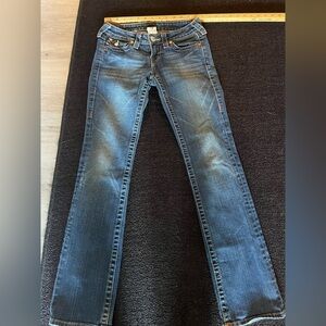 True Religion Vintage Straight Leg Jeans Medium Wash Low Rise Casual 25
